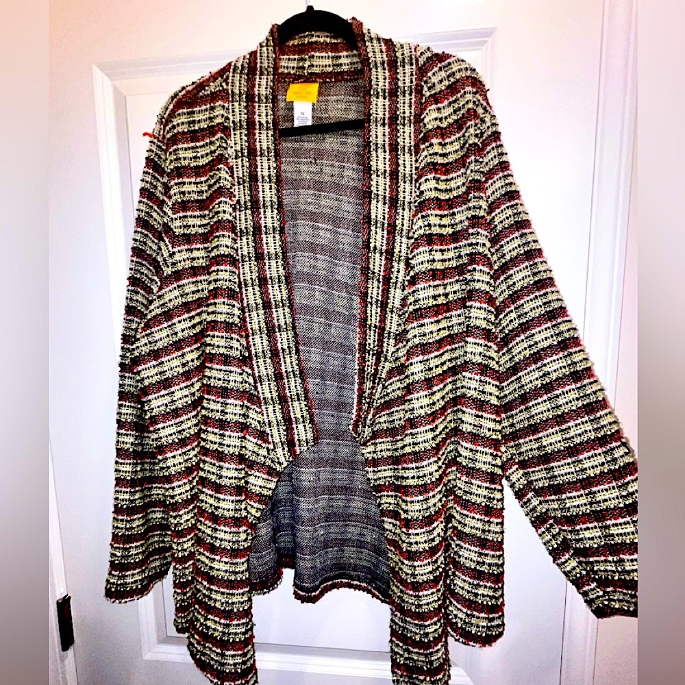 Ruby Road Woven Patterned Sweater Cardigan